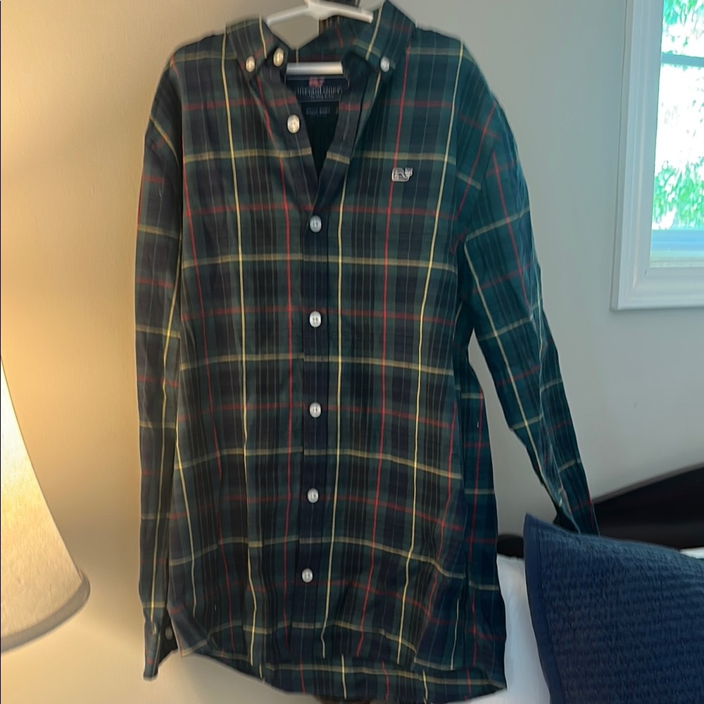 Vineyard Vines Blue and Green Casual Button Down Shirt